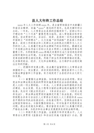县人大年终工作总结