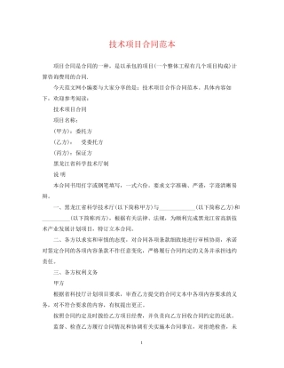 技术项目合同范本