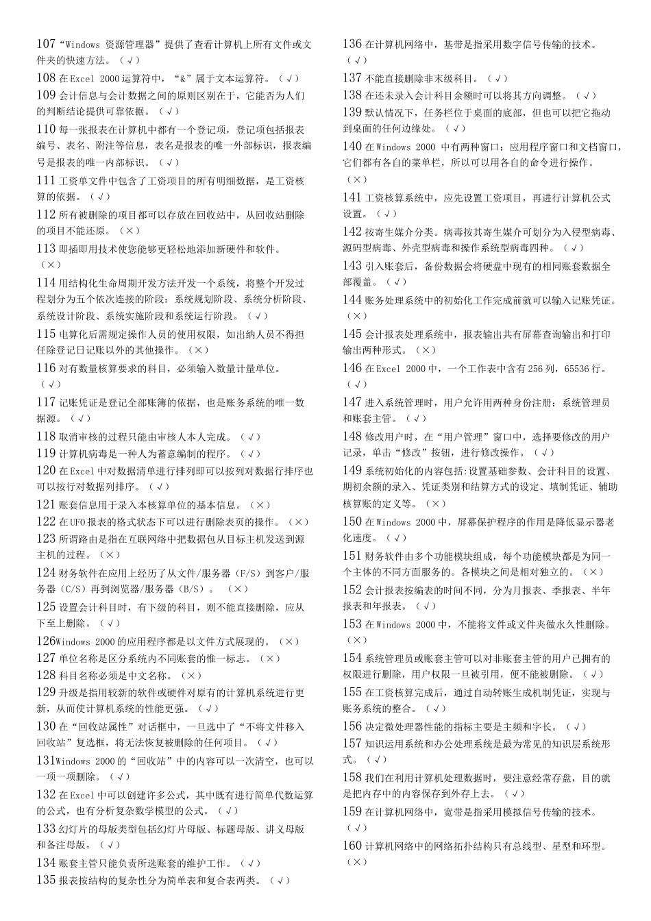 XXXX 天津 会计电算化 (判断)_第3页