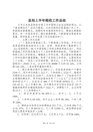 县局上半年税收工作总结