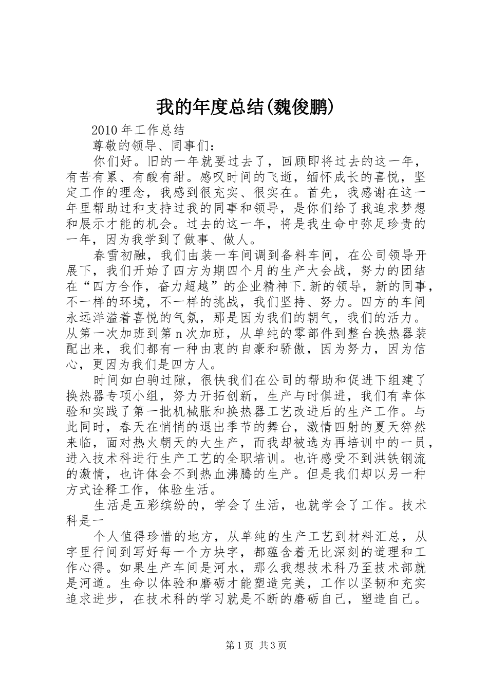 我的年度总结(魏俊鹏)_第1页