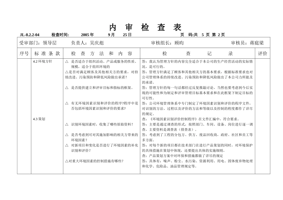 管理层内审检查表_第2页