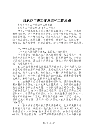 县农办年终工作总结和工作思路