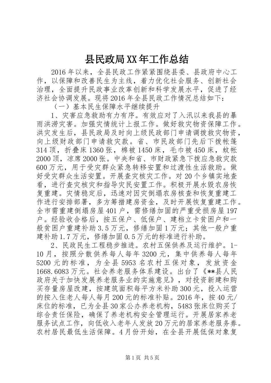 县民政局XX年工作总结_第1页