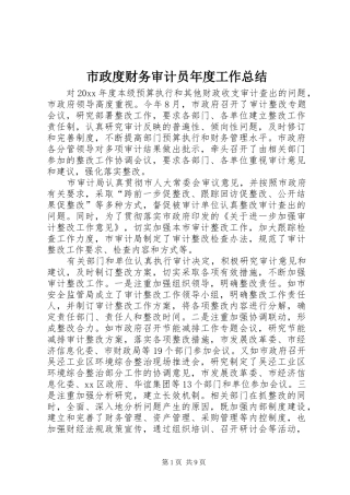 市政度财务审计员年度工作总结