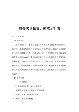 财务实训报告与绩效分析表