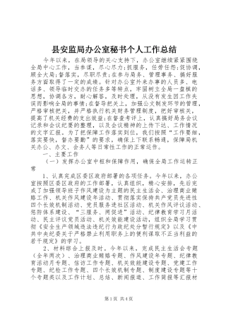 县安监局办公室秘书个人工作总结