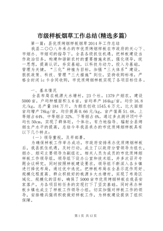 市级样板烟草工作总结(精选多篇)