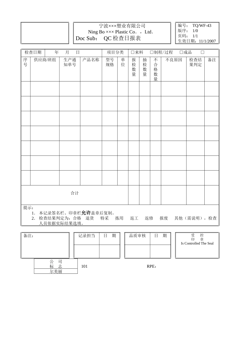 ISO管理体系表单大全第三册_第3页