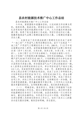 县农村能源技术推广中心工作总结