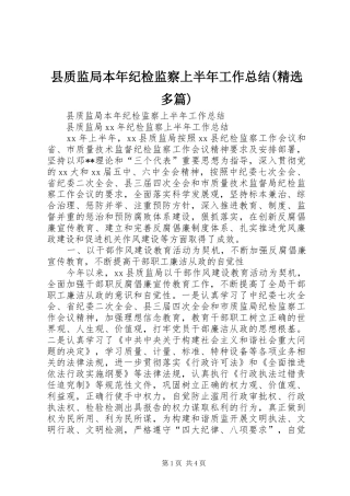 县质监局本年纪检监察上半年工作总结(精选多篇)