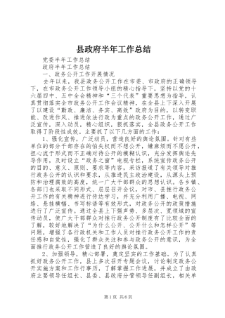 县政府半年工作总结