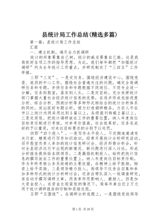 县统计局工作总结(精选多篇)