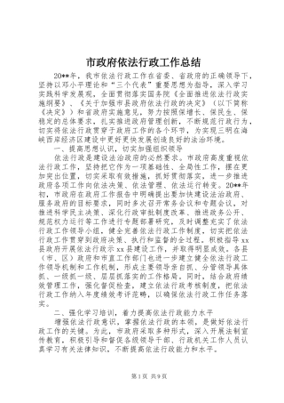 市政府依法行政工作总结