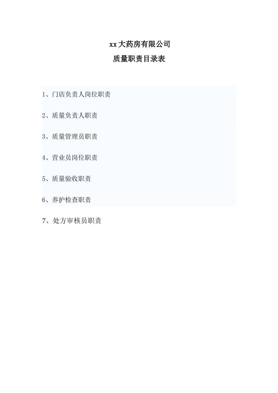 xx大药房有限公司药店质量制度_第1页