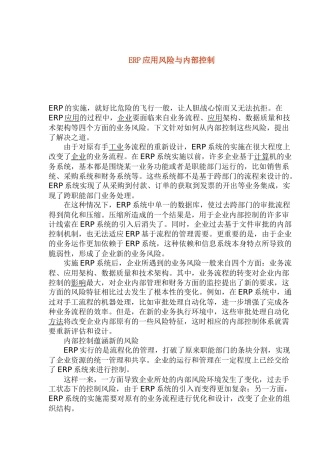 ERP应用风险与内部控制