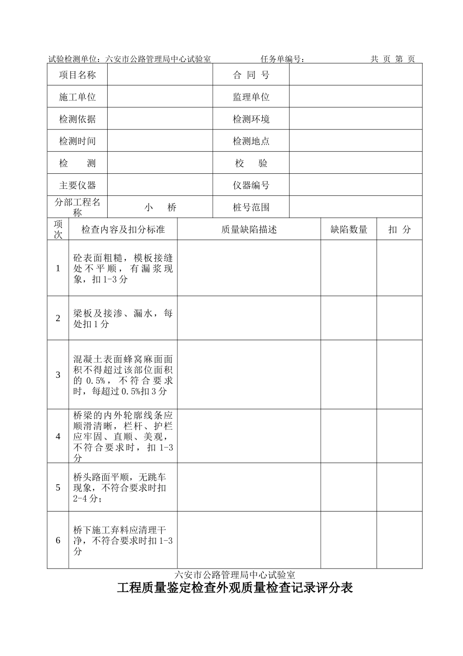 工程质量鉴定检查外观质量检查记录评分表_第3页