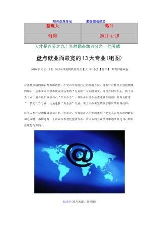 【行业资料】-必读：盘点就业面最宽的13大专业(组图)