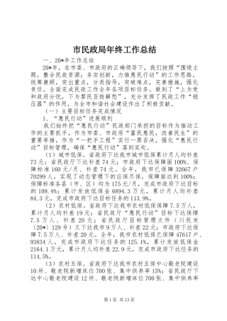 市民政局年终工作总结