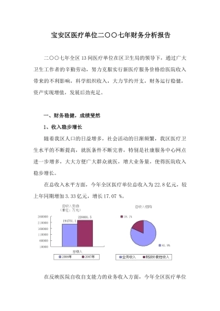 宝安区医疗单位二七年财务分析报告