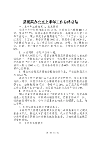县蔬菜办公室上半年工作总结总结
