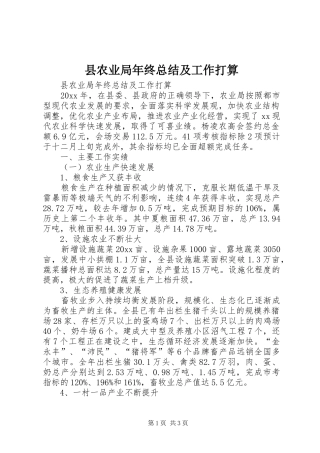 县农业局年终总结及工作打算