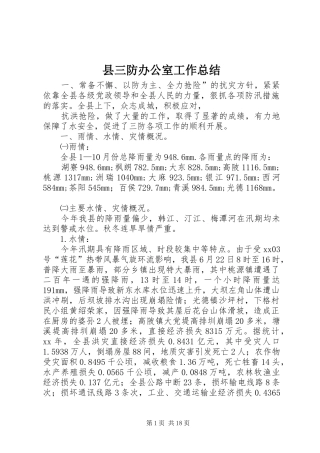 县三防办公室工作总结