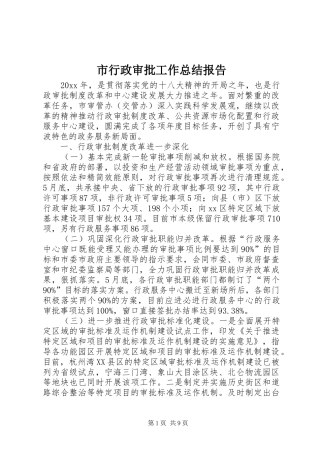 市行政审批工作总结报告