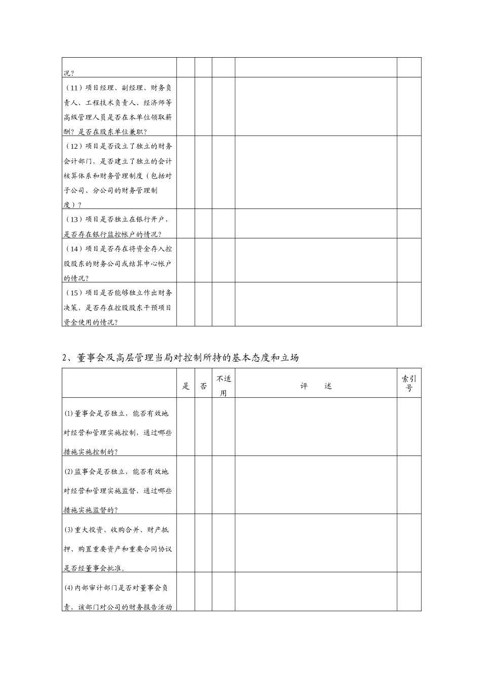 工程项目内部控制制度测试表_第2页