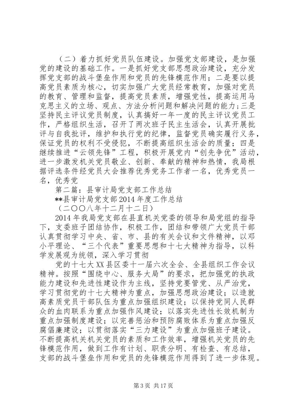县审计局党支部工作总结(精选多篇)_第3页