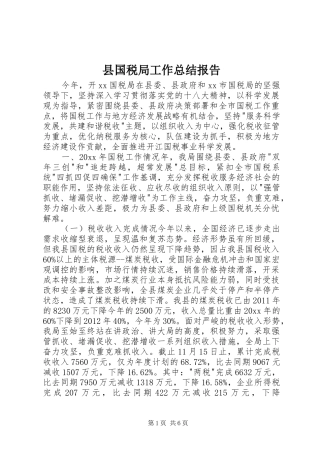 县国税局工作总结报告