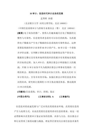 IS审计-信息时代审计业务的发展