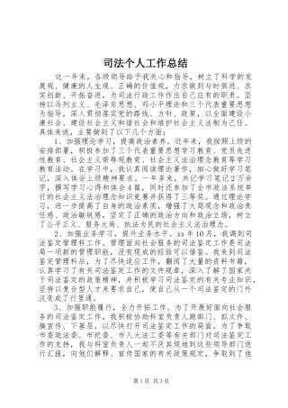 司法个人工作总结