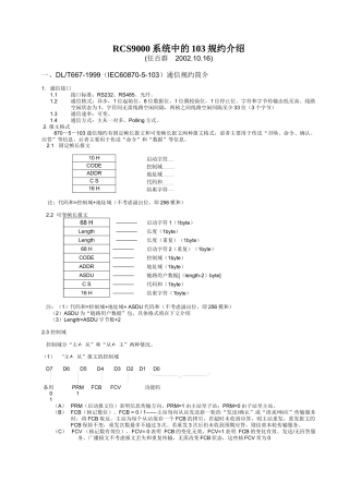 RCS9000系统中的103规约介绍