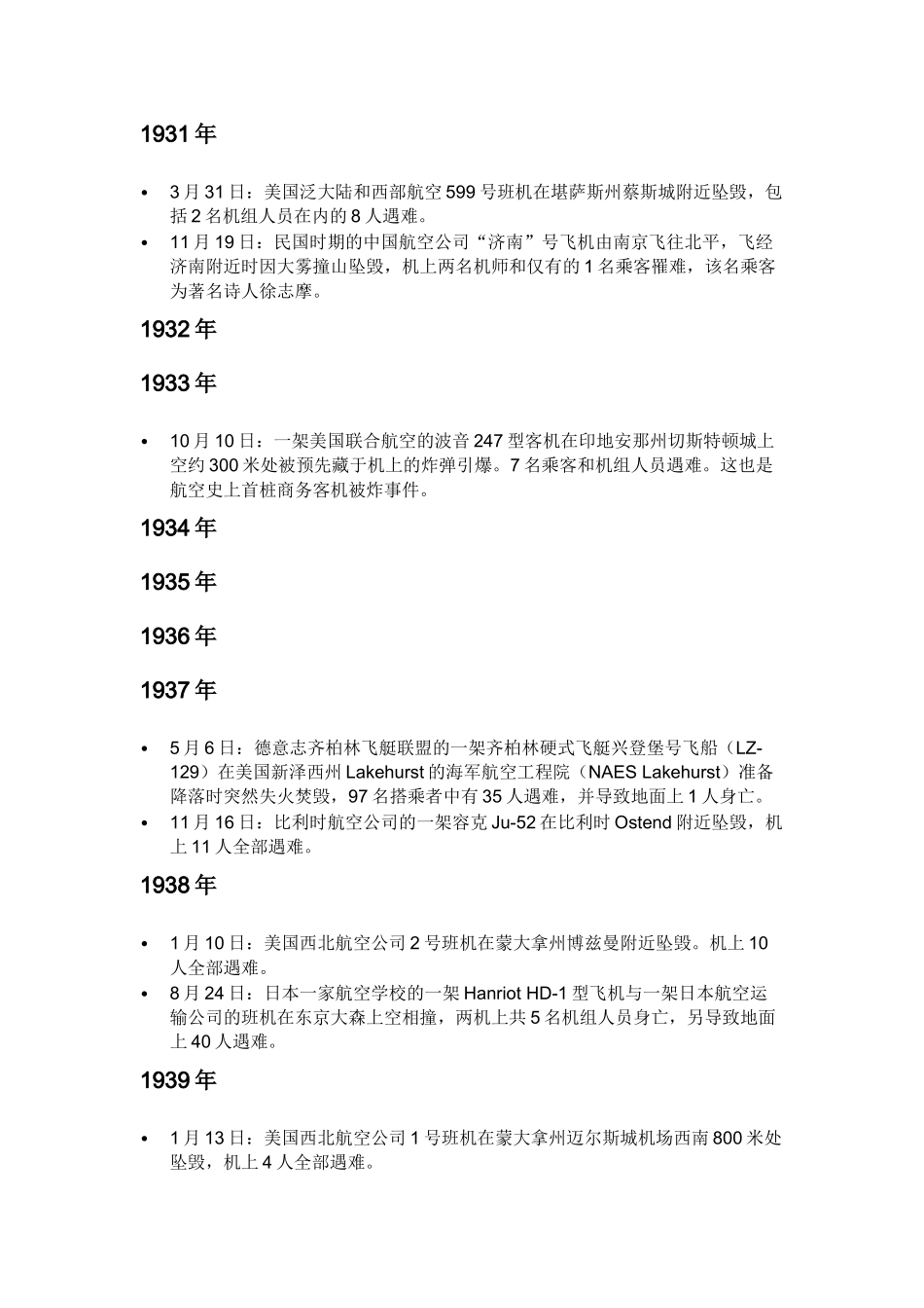 XXXX历次空难事件盘点_第1页