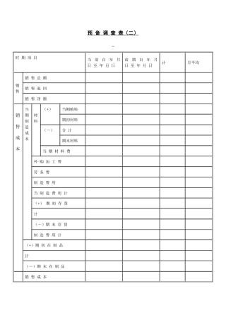 【财务表格】预备调查表（二）