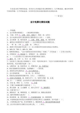 Nleltr会计电算化模拟试题08年01