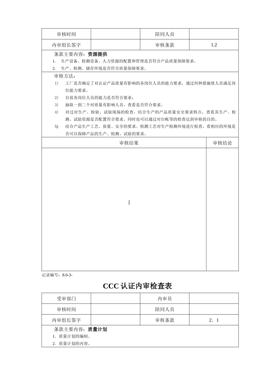 CCC认证内审检查表_第2页