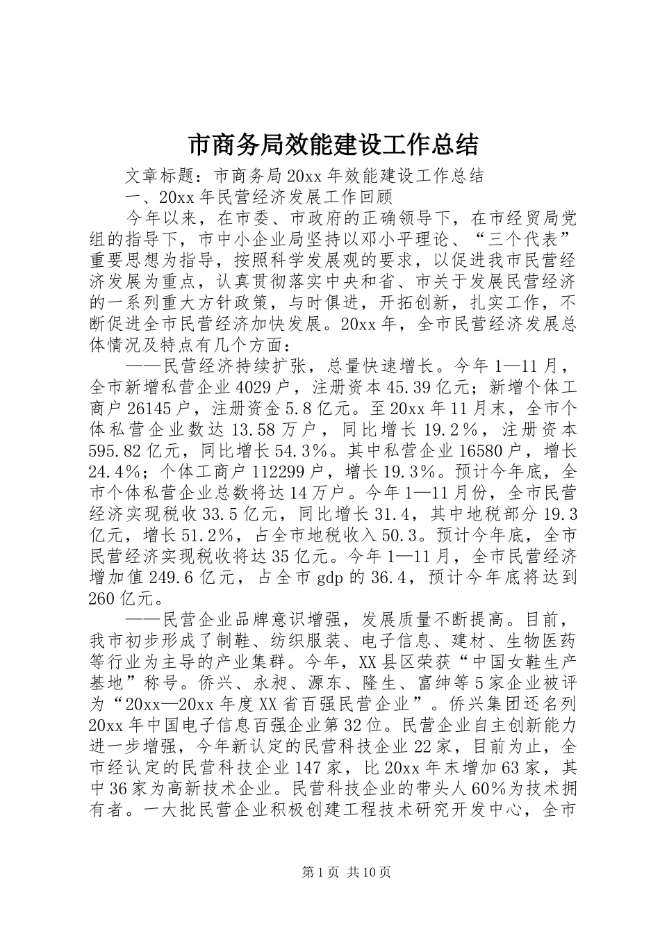 市商务局效能建设工作总结_第1页