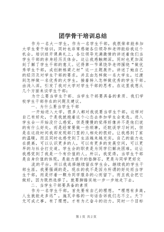 团学骨干培训总结