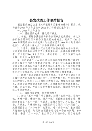 县发改委工作总结报告