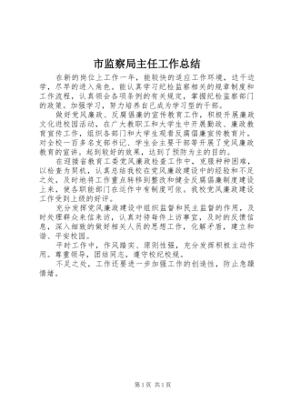 市监察局主任工作总结