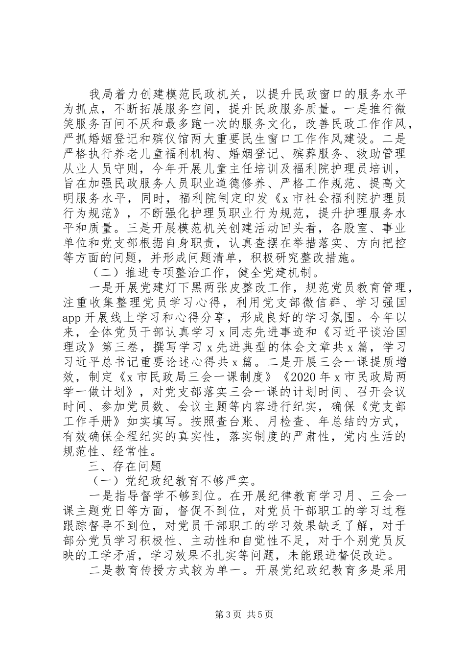 市民政局XX年党建工作总结_第3页