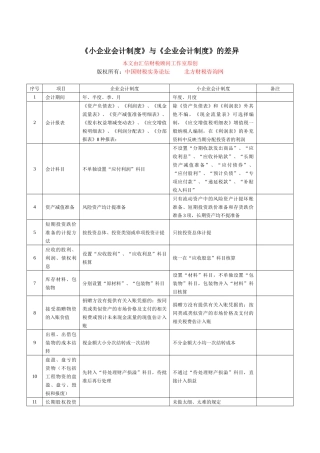 《小企业会计制度》与《企业会计制度》差异