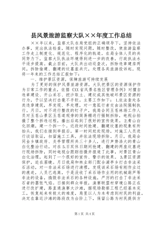 县风景旅游监察大队××年度工作总结