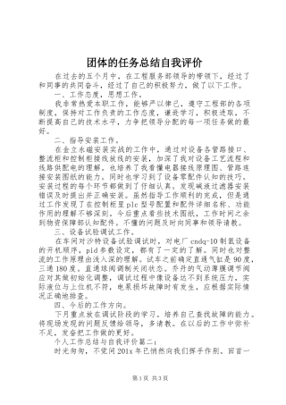 团体的任务总结自我评价