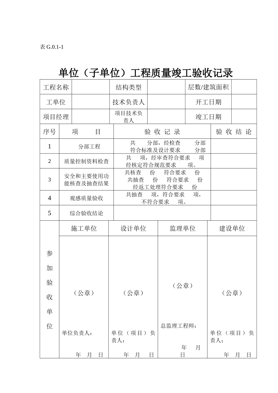 丛属“土建工程”质量验收总表部分-单位工程资料_第2页