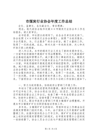 市煤炭行业协会年度工作总结
