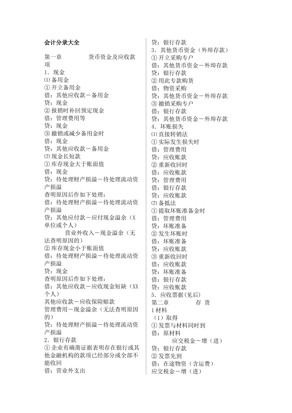 会计从业资格考试——分录大全_第1页