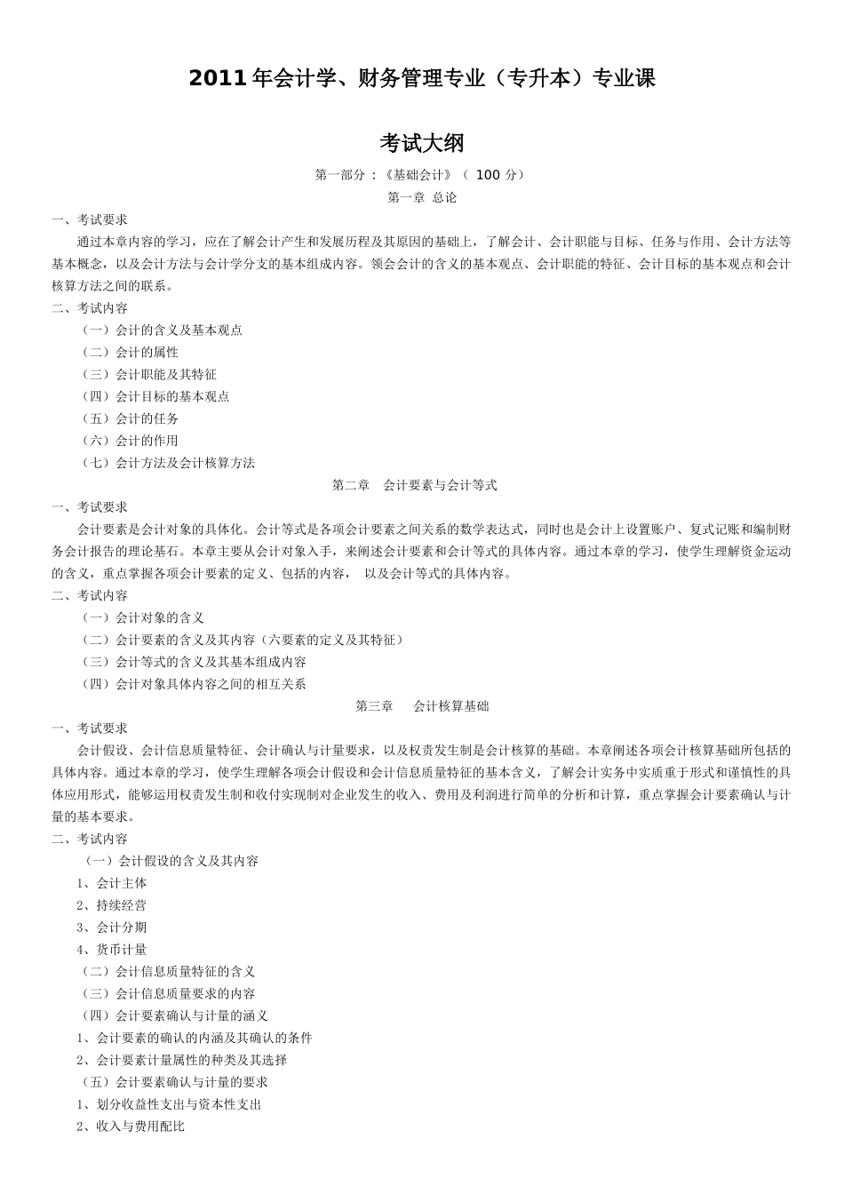 福建专升本会计考纲_第1页